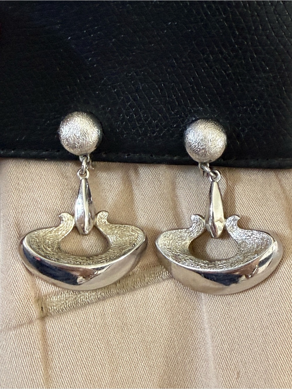 Vintage Monet modernist clip-on earrings with textured detail